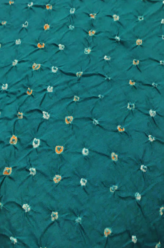 Blue Bandhej Cotton Silk Fabric ( 1 Mtr ) - Luxurion World