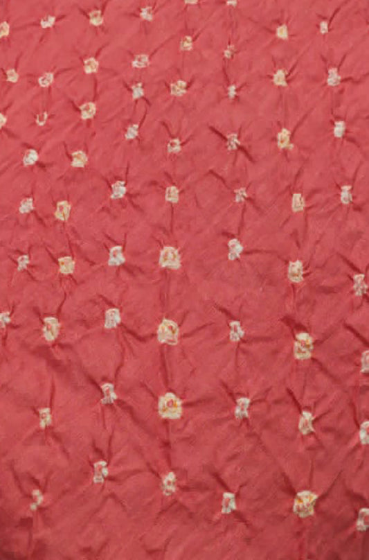Pink Bandhej Cotton Silk Fabric  ( 1 Mtr ) - Luxurion World