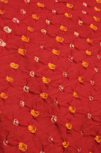 Red Bandhej Cotton Silk Fabric  ( 1 Mtr ) - Luxurion World