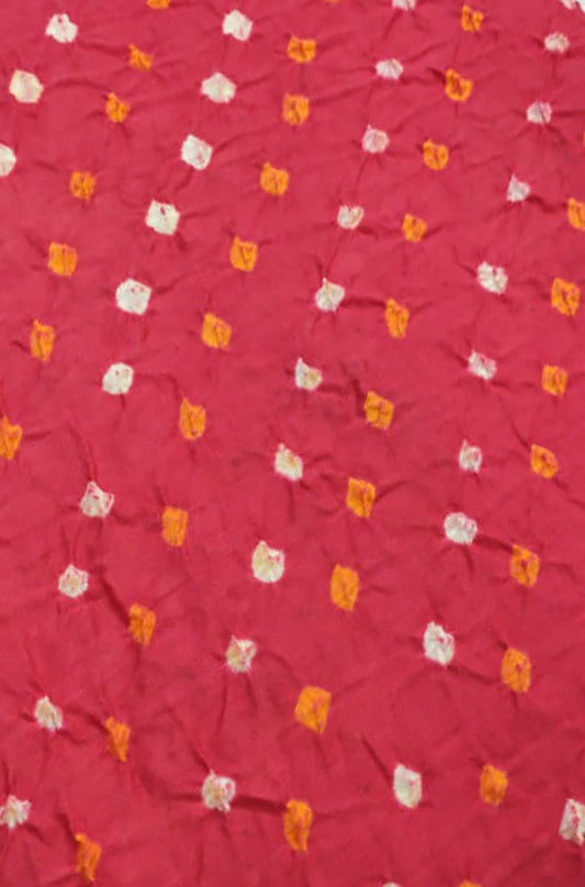 Pink Bandhej Cotton Silk Fabric  ( 1 Mtr ) - Luxurion World