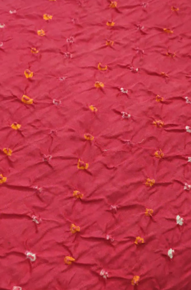 Pink Bandhej Cotton Silk Fabric  ( 1 Mtr ) - Luxurion World