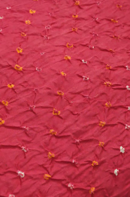 Pink Bandhej Cotton Silk Fabric  ( 1 Mtr ) - Luxurion World