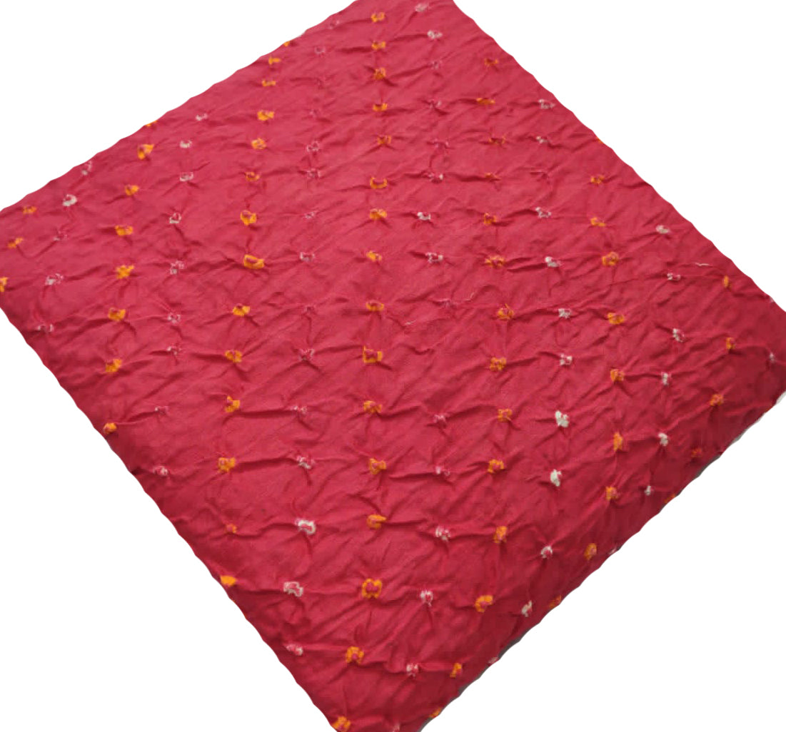 Pink Bandhej Cotton Silk Fabric  ( 1 Mtr ) - Luxurion World