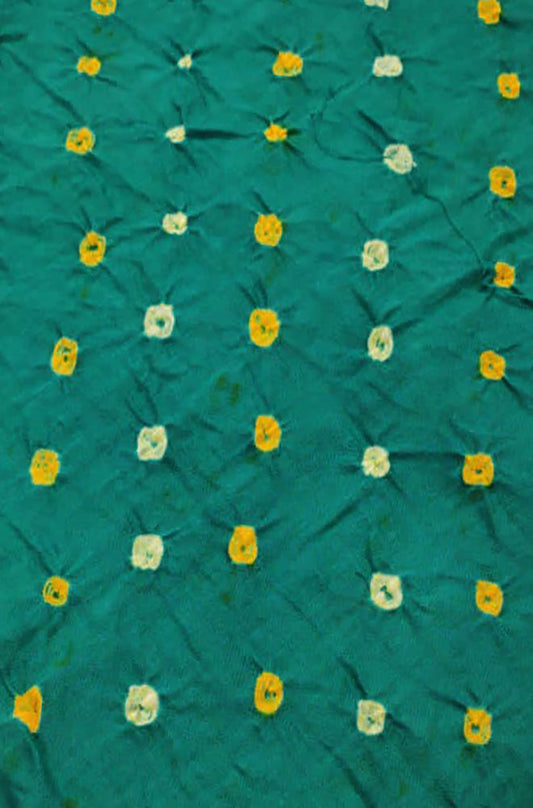 Green Bandhej Cotton Silk Fabric  ( 1 Mtr ) - Luxurion World