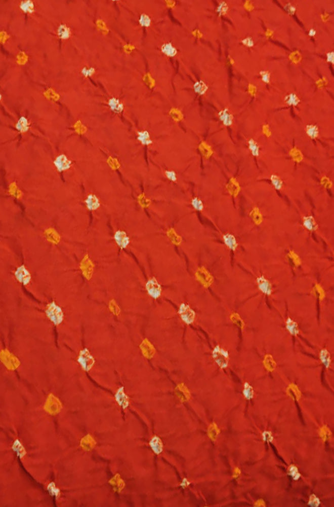Orange Bandhej Cotton Silk Fabric  ( 1 Mtr )