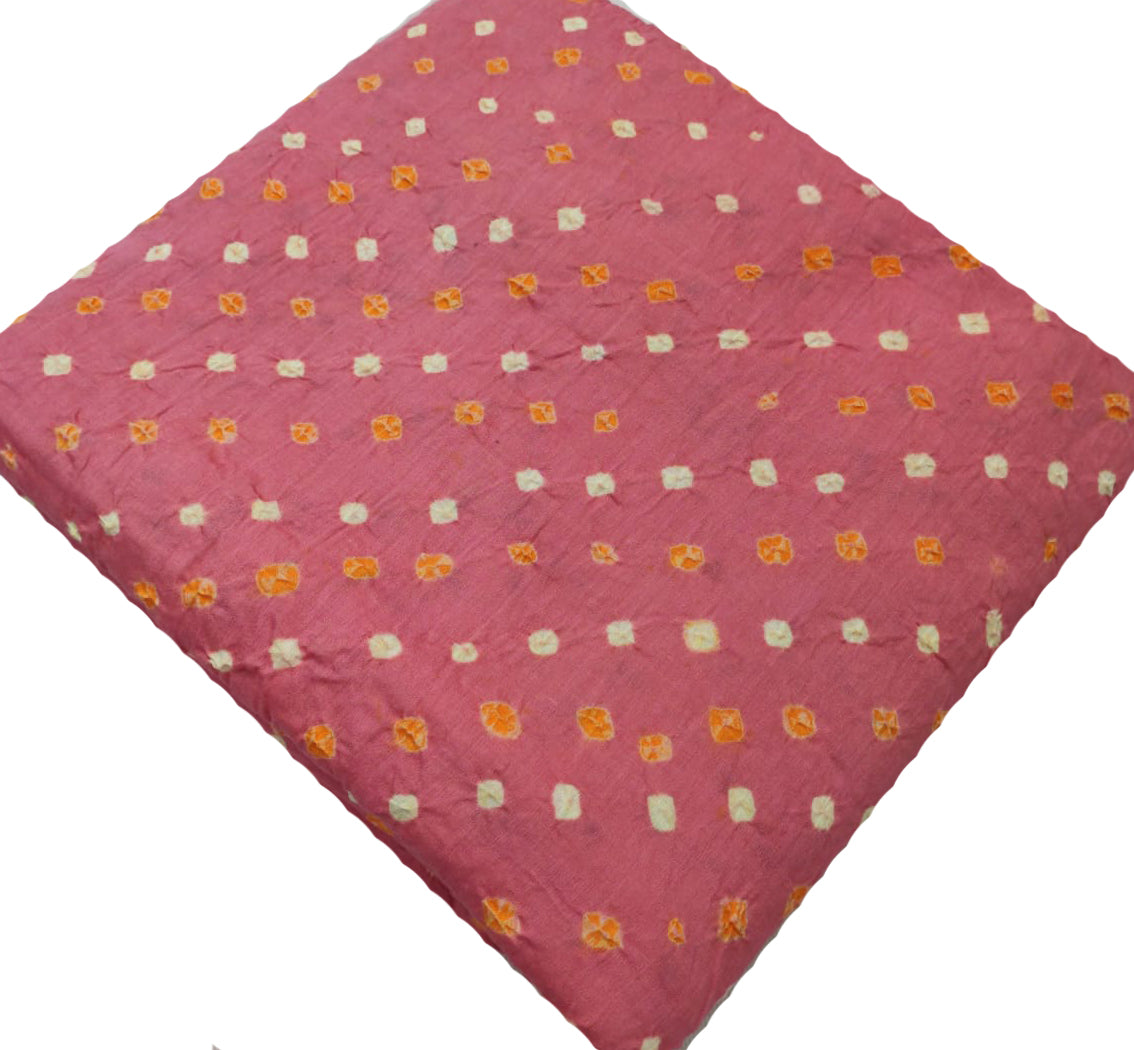 Pink Bandhej Cotton Silk Fabric  ( 1 Mtr ) - Luxurion World