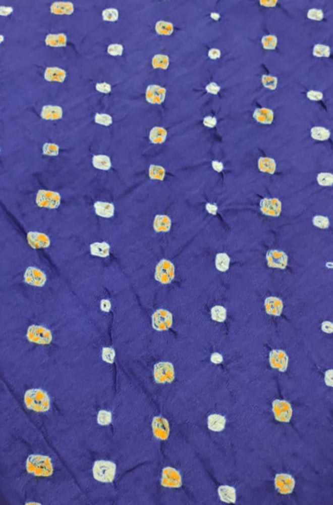 Blue Bandhej Cotton Silk Fabric  ( 1 Mtr ) - Luxurion World