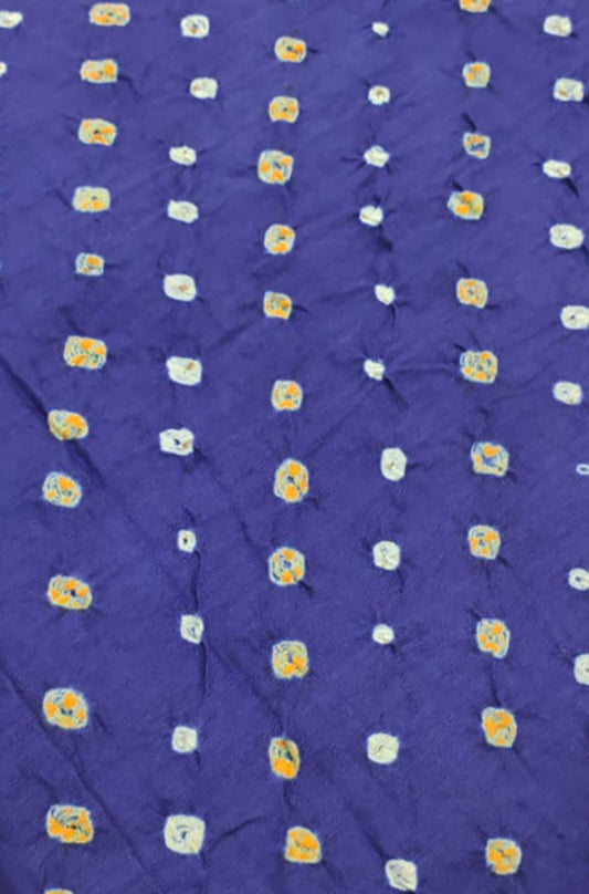 Blue Bandhej Cotton Silk Fabric  ( 1 Mtr ) - Luxurion World