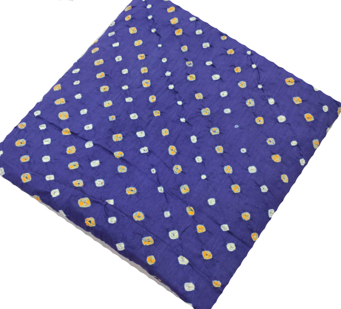 Blue Bandhej Cotton Silk Fabric  ( 1 Mtr )