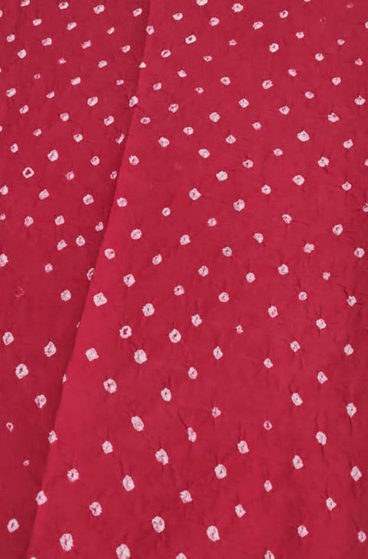 Red Bandhani Cotton Silk Fabric ( 1 Mtr )