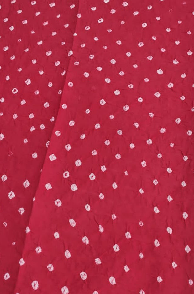 Red Bandhani Cotton Silk Fabric ( 1 Mtr ) - Luxurion World