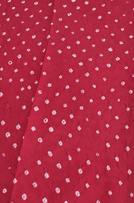 Red Bandhani Cotton Silk Fabric ( 1 Mtr ) - Luxurion World