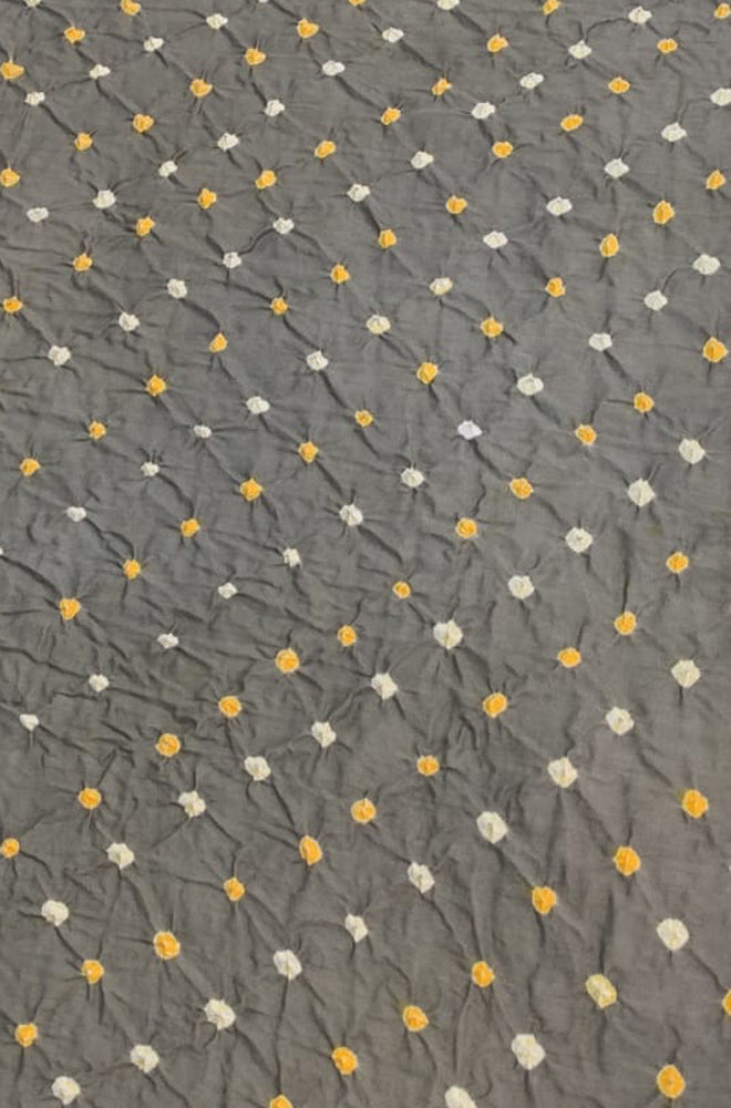 Grey Bandhani Cotton Silk Fabric ( 1 Mtr ) - Luxurion World