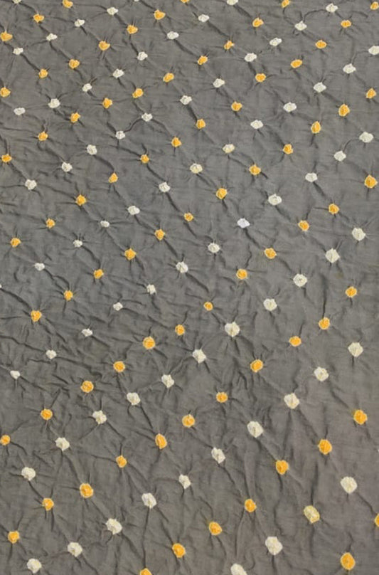 Grey Bandhani Cotton Silk Fabric ( 1 Mtr ) - Luxurion World
