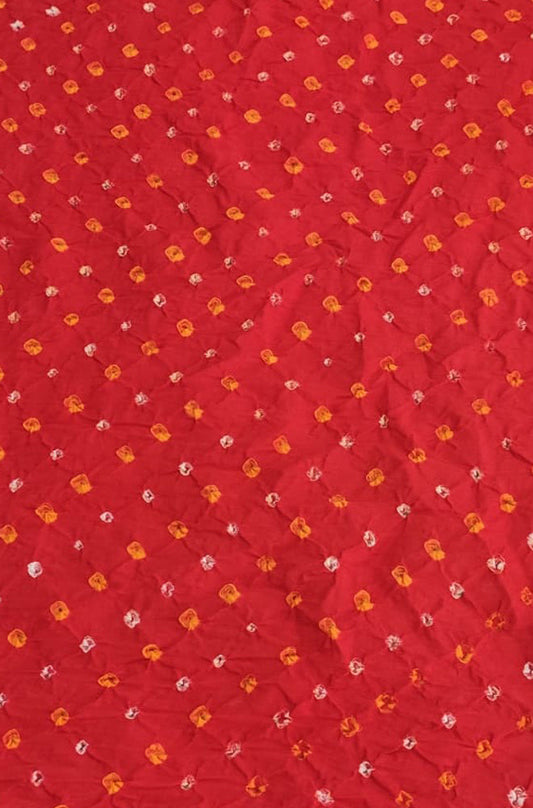 Red Bandhani Cotton Silk Fabric ( 1 Mtr ) - Luxurion World