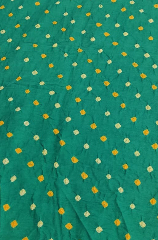 Green Bandhani Cotton Silk Fabric ( 1 Mtr ) - Luxurion World