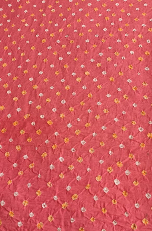 Pink Bandhani Cotton Silk Fabric ( 1 Mtr ) - Luxurion World