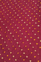 Maroon Bandhani Cotton Silk Fabric ( 1 Mtr ) - Luxurion World