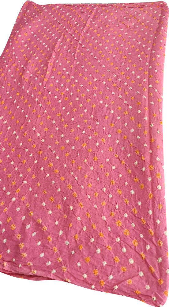 Pink Bandhani Cotton Silk Fabric ( 1 Mtr ) - Luxurion World