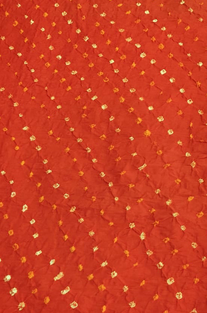 Orange Bandhani Cotton Silk Fabric ( 1 Mtr ) - Luxurion World