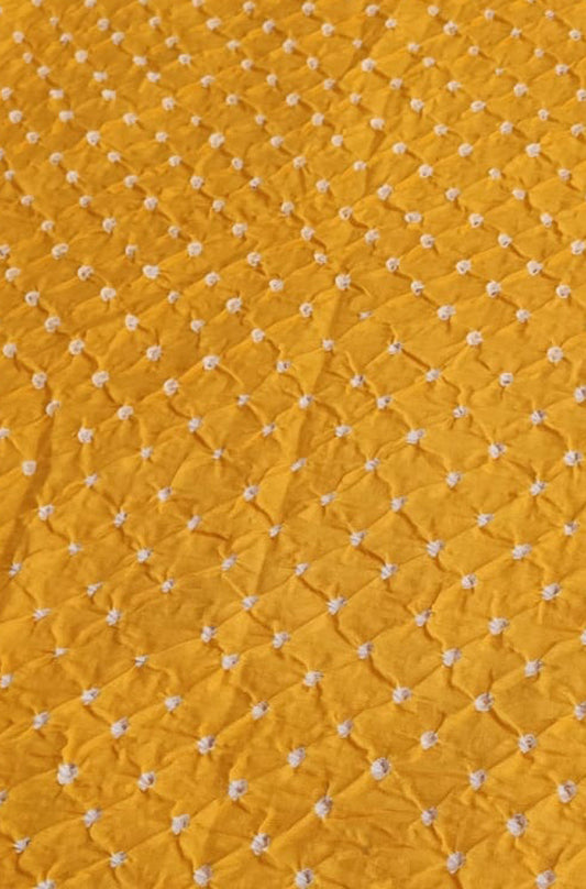 Yellow Bandhani Cotton Silk Fabric ( 1 Mtr ) - Luxurion World