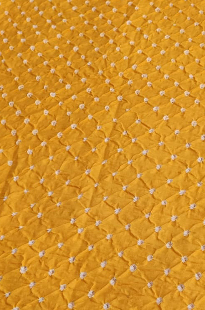 Yellow Bandhani Cotton Silk Fabric ( 1 Mtr ) - Luxurion World