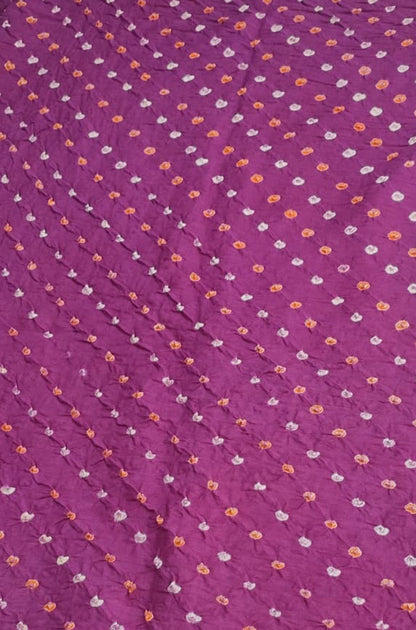 Purple Bandhani Cotton Silk Fabric ( 1 Mtr ) - Luxurion World
