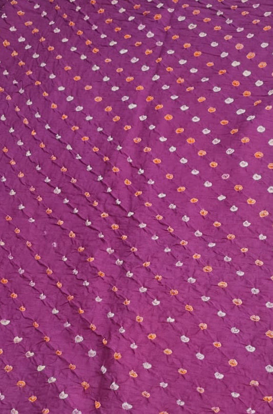Purple Bandhani Cotton Silk Fabric ( 1 Mtr )