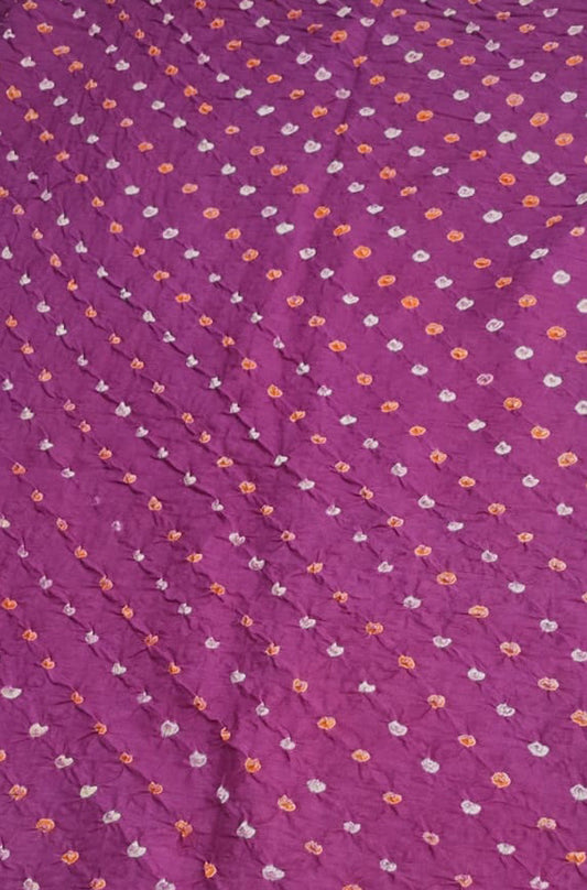Purple Bandhani Cotton Silk Fabric ( 1 Mtr ) - Luxurion World