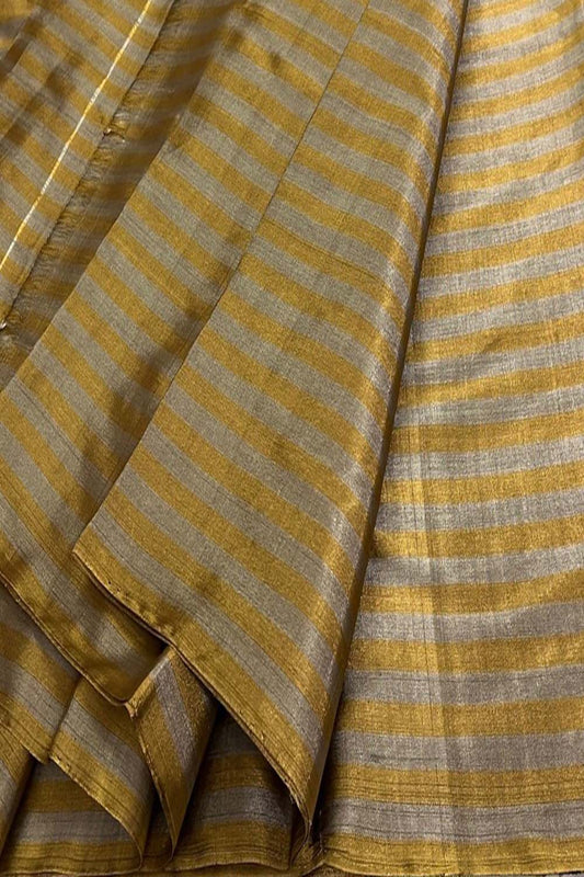 Golden Handloom Chanderi Pure Tissue Silk Fabric ( 1 Mtr )