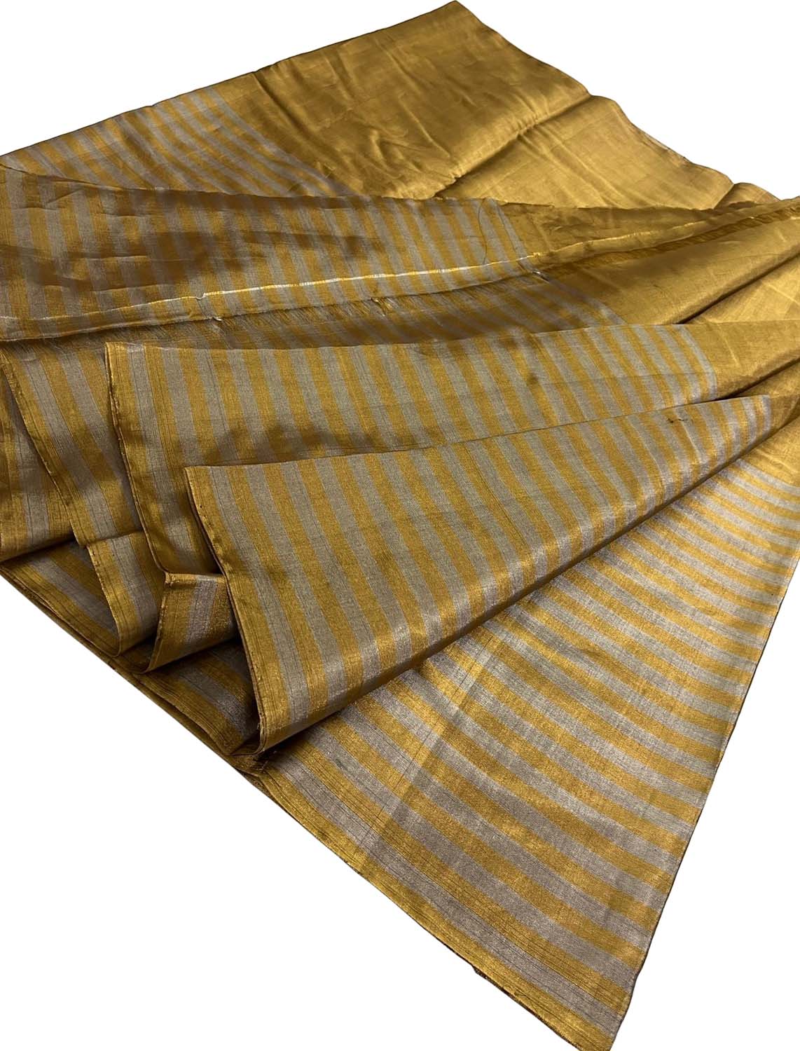 Golden Handloom Chanderi Pure Tissue Silk Fabric ( 1 Mtr ) - Luxurion World