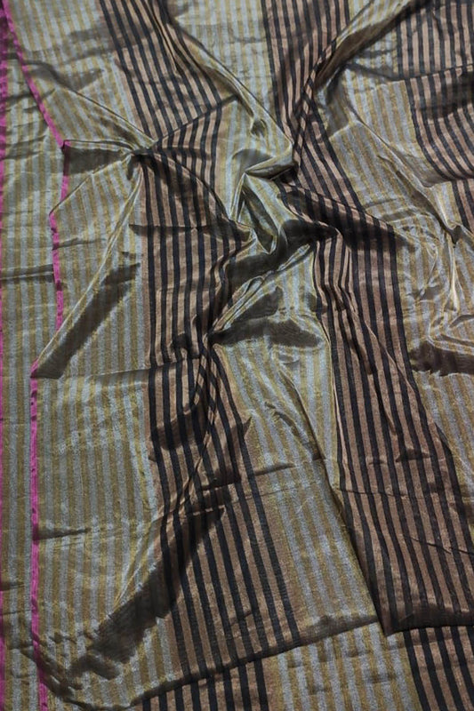 Multicolor Handloom Chanderi Pure Tissue Silk Fabric ( 1 Mtr )