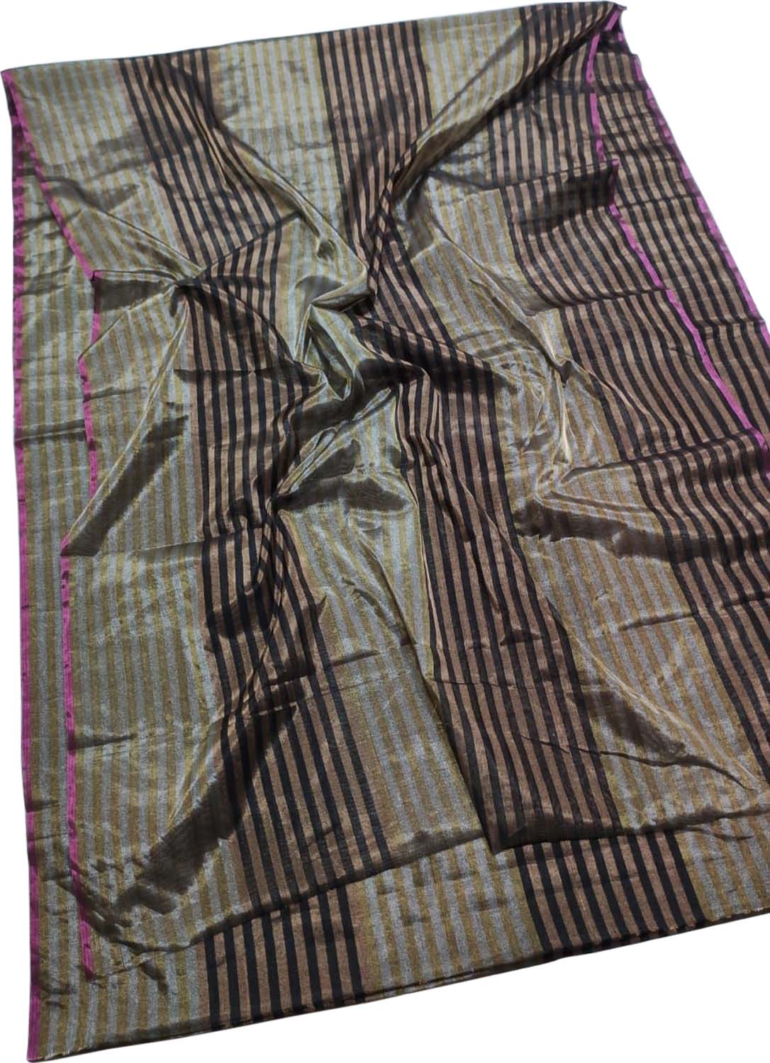Multicolor Handloom Chanderi Pure Tissue Silk Fabric ( 1 Mtr ) - Luxurion World