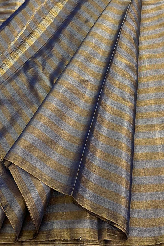 Golden Handloom Chanderi Pure Tissue Silk Fabric ( 1 Mtr )