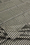 Black And Silver Handloom Chanderi Pure Tissue Silk Fabric ( 1 Mtr ) - Luxurion World