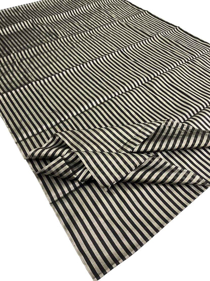 Black And Silver Handloom Chanderi Pure Tissue Silk Fabric ( 1 Mtr ) - Luxurion World
