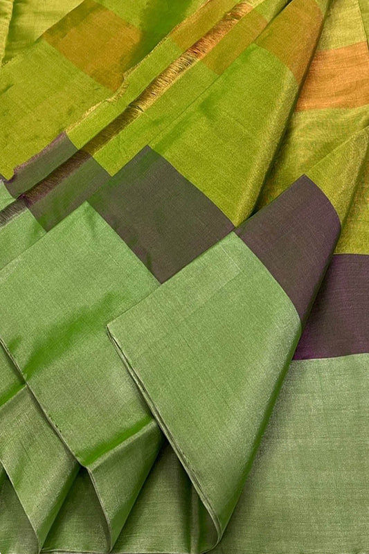 Multicolor Handloom Chanderi Pure Tissue Silk Fabric ( 1 Mtr )