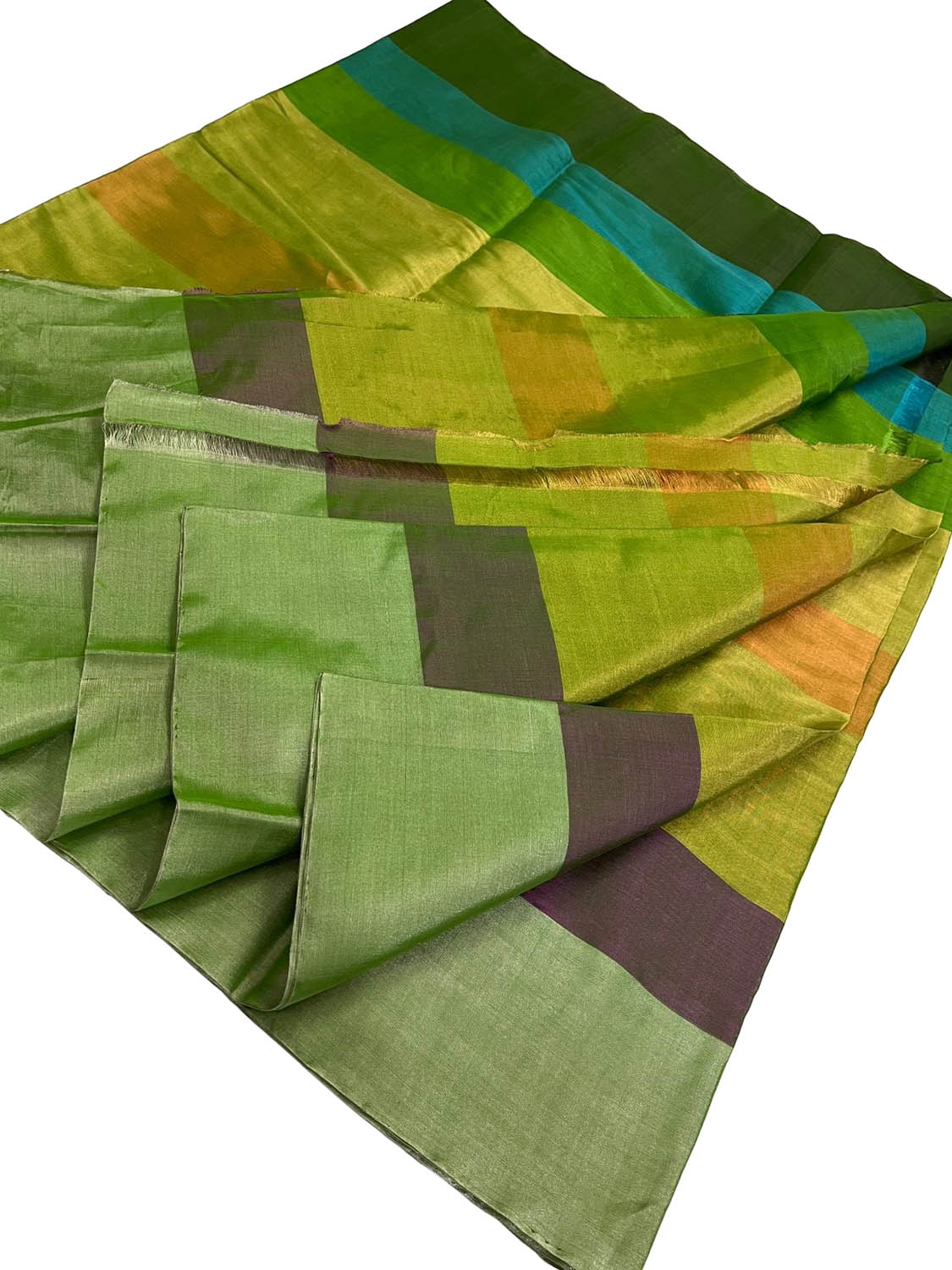 Multicolor Handloom Chanderi Pure Tissue Silk Fabric ( 1 Mtr ) - Luxurion World