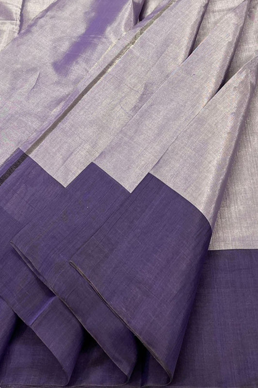 Purple Handloom Chanderi Pure Tissue Silk Fabric ( 1 Mtr )