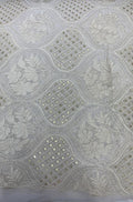 Dyeable Embroidered Chikankari Georgette Fabric (1 Mtr) - Luxurion World