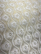 Yellow Embroidered Chikankari Georgette Fabric ( 1 Mtr ) - Luxurion World