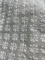 Off White Embroidered Chikankari Cotton Fabric ( 1 Mtr ) - Luxurion World