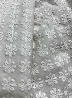Off White Embroidered Chikankari Cotton Fabric ( 1 Mtr ) - Luxurion World