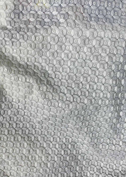Off White Embroidered Chikankari Cotton Fabric ( 1 Mtr ) - Luxurion World