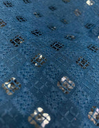 Blue Embroidered Chikankari Cotton Fabric ( 1 Mtr ) - Luxurion World