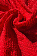 Red Embroidered Chikankari Georgette Sequins Work Fabric ( 1 Mtr ) - Luxurion World