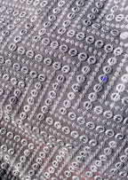 Grey Embroidered Chikankari Georgette Sequins Work Fabric ( 1 Mtr ) - Luxurion World