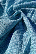 Blue Embroidered Chikankari Georgette Sequins Work Fabric ( 1 Mtr ) - Luxurion World