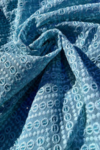 Blue Embroidered Chikankari Georgette Sequins Work Fabric ( 1 Mtr ) - Luxurion World