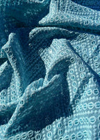 Blue Embroidered Chikankari Georgette Sequins Work Fabric ( 1 Mtr ) - Luxurion World